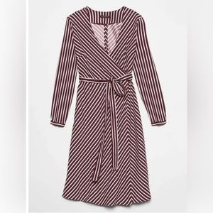 Maroon and white BR stripe wrap dress